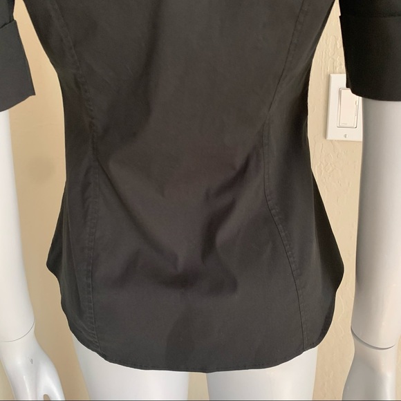 KENZO PARIS Poplin Stretch Button Up Black Blouse - Picture 10 of 15